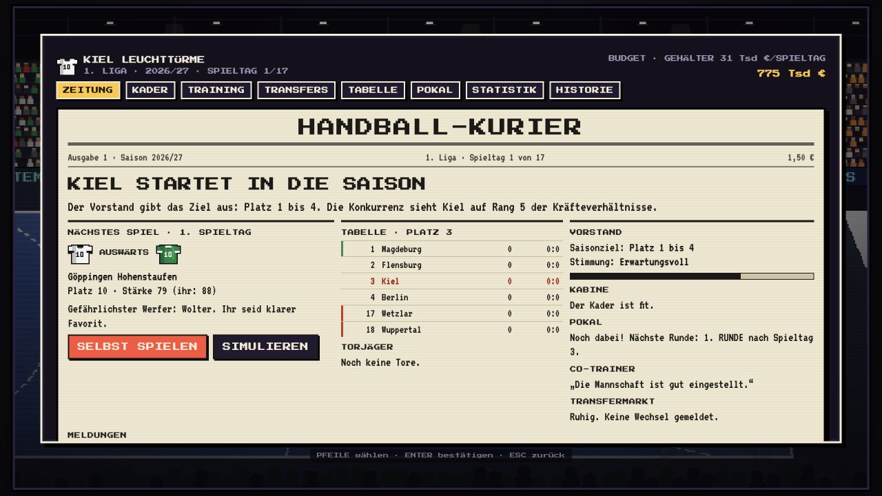 Der Handball-Kurier im Karriere-Modus